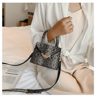 Snake Skin Square Bag: Luxury Snakeskin Shoulder Bag with Adjust. Strap snake - label