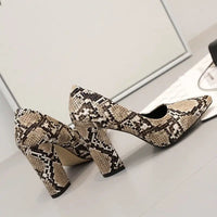 Snake Toe Women's Shoes - Elegant PU Leather Heels for Style & Comfort snake - label