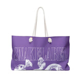 Snake Weekender Bag - Oversized Durable Travel Tote with T - Bottom Stand snake - label