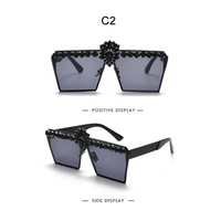 Sophisticated PC Square Sunglasses with UV40 Protection - Lightweight & Stylish snake - label