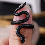 Spirit Snake Ring in Black Zinc Alloy Retro Style - Mystique & Elegance snake - label