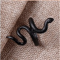 Spirit Snake Ring in Black Zinc Alloy Retro Style - Mystique & Elegance snake - label