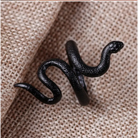 Spirit Snake Ring in Black Zinc Alloy Retro Style - Mystique & Elegance - snake - label