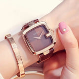 Square Quartz Bracelet Watch with 36mm Dial & Rose Gold Buckle snake - label