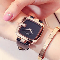 Square Quartz Bracelet Watch with 36mm Dial & Rose Gold Buckle snake - label