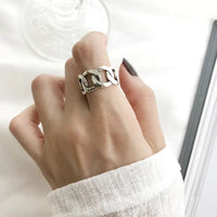 Square Ring - Korean Style 925 Silver Chain Ring snake - label