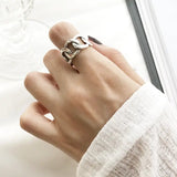 Square Ring - Korean Style 925 Silver Chain Ring snake - label