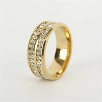 Stainless Steel Couple Ring with Geometric Design & Diamond Accents snake - label