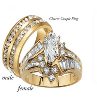 Stainless Steel Couple Ring with Geometric Design & Diamond Accents snake - label