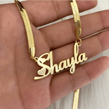 Stainless Steel Snake Chain Necklace with Personalized Lettering snake - label