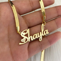 Stainless Steel Snake Chain Necklace with Personalized Lettering - snake - label