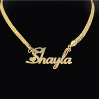 Stainless Steel Snake Chain Necklace with Personalized Lettering - snake - label