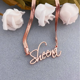 Stainless Steel Snake Chain Necklace with Personalized Lettering - snake - label