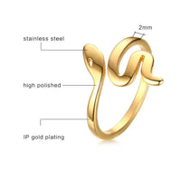 Stainless Steel Snake Ring with Korean Style Geometry - Durable Titanium Steel Luxe Finish Women's Jewelry snake - label