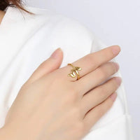 Stainless Steel Snake Ring with Korean Style Geometry - Durable Titanium Steel Luxe Finish Women's Jewelry snake - label