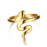 Stainless Steel Snake Ring with Korean Style Geometry - Durable Titanium Steel Luxe Finish Women's Jewelry snake - label