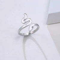 Stainless Steel Snake Ring with Korean Style Geometry - Durable Titanium Steel Luxe Finish Women's Jewelry snake - label