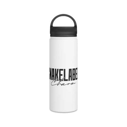 Stainless Steel Water Bottle with Handle Lid - Keeps Drinks Cold for 24 Hours snake - label