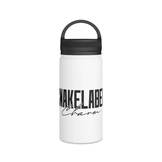 Stainless Steel Water Bottle with Handle Lid - Keeps Drinks Cold for 24 Hours snake - label