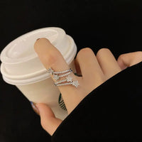 Star Zircon Ring: 5 - Star Elegant Copper Ring with Gold - Plated Gems snake - label