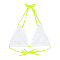 Strappy Triangle Bikini Top with Adjustable Straps & Removable Cups snake - label