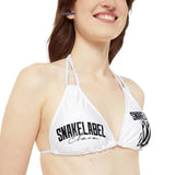 Strappy Triangle Bikini Top with Adjustable Straps & Removable Cups snake - label