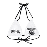 Strappy Triangle Bikini Top with Adjustable Straps & Removable Cups snake - label