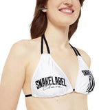 Strappy Triangle Bikini Top with Adjustable Straps & Removable Cups snake - label