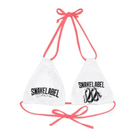 Strappy Triangle Bikini Top with Adjustable Straps & Removable Cups snake - label