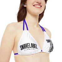 Strappy Triangle Bikini Top with Adjustable Straps & Removable Cups snake - label