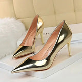 Stunning Stiletto Heels: Imitation Leather, Thin Heel, Heighten Function - Sizes 34 - 40 snake - label