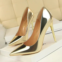 Stunning Stiletto Heels: Imitation Leather, Thin Heel, Heighten Function - Sizes 34 - 40 snake - label