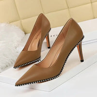 Stylish 10.5cm Studded High Heels with Trendy Beads & Chains snake - label