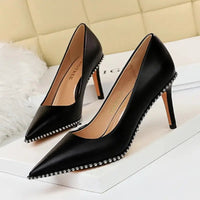 Stylish 10.5cm Studded High Heels with Trendy Beads & Chains snake - label