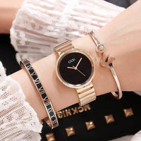 Stylish three - piece bracelet with Japan MIYOTA Quartz Movement & Stainless Steel Buckle snake - label