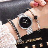 Stylish three - piece bracelet with Japan MIYOTA Quartz Movement & Stainless Steel Buckle snake - label