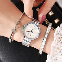 Stylish three - piece bracelet with Japan MIYOTA Quartz Movement & Stainless Steel Buckle snake - label