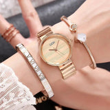 Stylish three - piece bracelet with Japan MIYOTA Quartz Movement & Stainless Steel Buckle snake - label