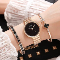 Stylish three - piece bracelet with Japan MIYOTA Quartz Movement & Stainless Steel Buckle snake - label