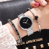 Stylish three - piece bracelet with Japan MIYOTA Quartz Movement & Stainless Steel Buckle - snake - label