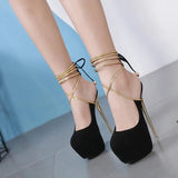 Suede High Heels: Stylish Comfort with 8cm Stiletto & 5 - 7cm Platform snake - label