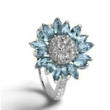 Sunflower Ring with Sparkling Diamonds & Floral Detailing, 8 Different Sizes snake - label