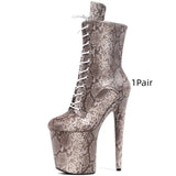 Super High Heel Ankle Boots Snake Print snake - label