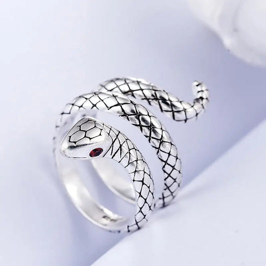 Thai Silver Snake Ring - Vintage Copper Design with Retro Color J - 0025 snake - label