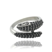 Titanium Animal Snake Ring - Geometric Titanium Steel Punk Ring with 2 Stone Color Options, Sizes 5 - 12 snake - label