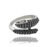 Titanium Animal Snake Ring - Geometric Titanium Steel Punk Ring with 2 Stone Color Options, Sizes 5 - 12 snake - label