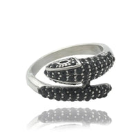 Titanium Animal Snake Ring - Geometric Titanium Steel Punk Ring with 2 Stone Color Options, Sizes 5 - 12 - snake - label