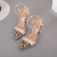 Toe Stiletto Snake Beige Leather Women's Shoes | 10.5CM Heel Height snake - label