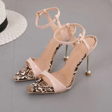 Toe Stiletto Snake Beige Leather Women's Shoes | 10.5CM Heel Height snake - label