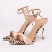 Toe Stiletto Snake Beige Leather Women's Shoes | 10.5CM Heel Height snake - label